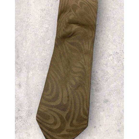 ICEBERG Linen Silk Tie ITALY XL Brown Geometric Art  W:3.6" EUC - Picture 7 of 7